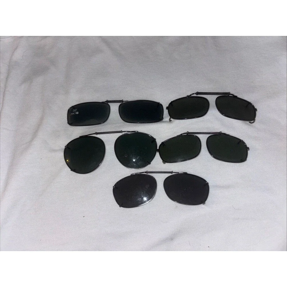 Lot Of 5 Vintage Clip On Wire Frames Sunglasses Clip-On Beach Outdoor Sports